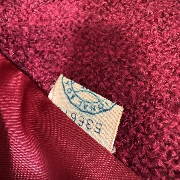 Shagmoor Red Wool Tweed Coat Beige Mink Collar May Co Size Medium Vintage 1960s - Picture 12 of 13